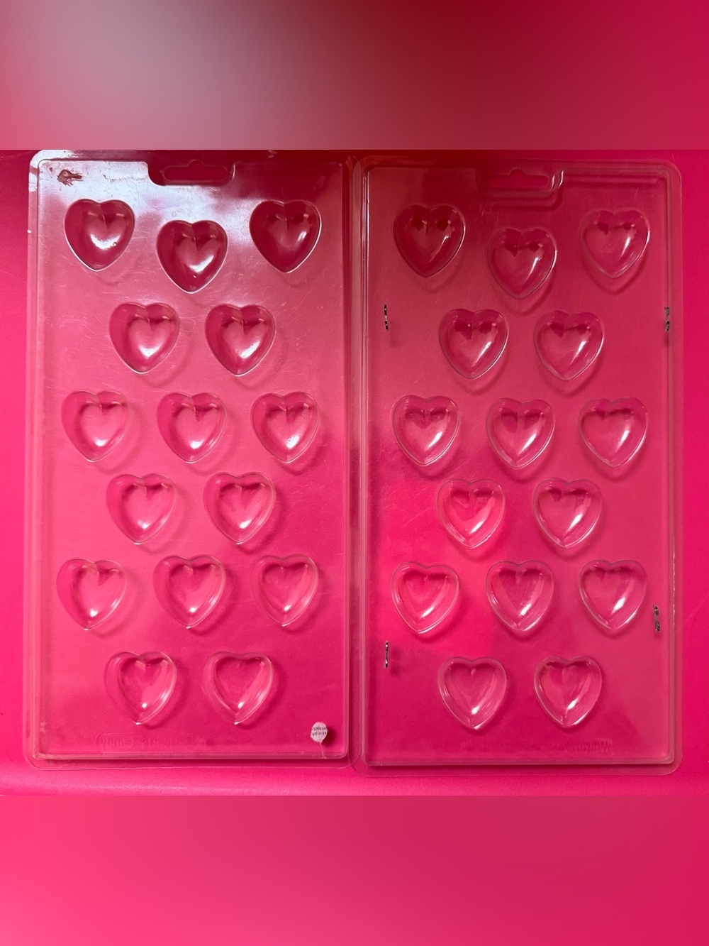 Wilton Pink Heart Chocolate Candy Mold Tray- set of 2